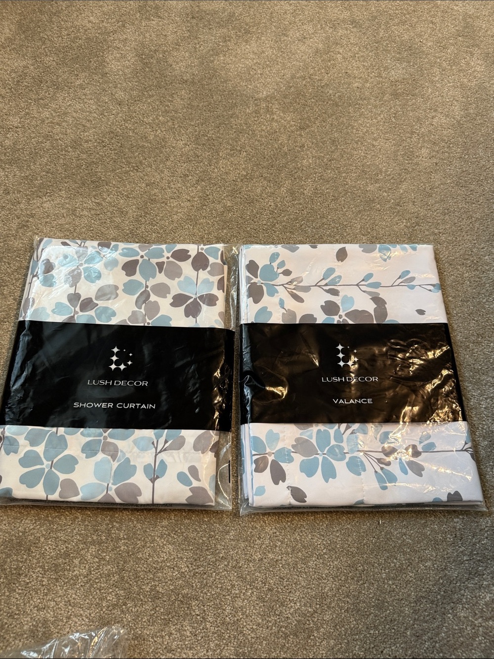 Lush Decor Blue Floral Shower Curtain & Valance Set